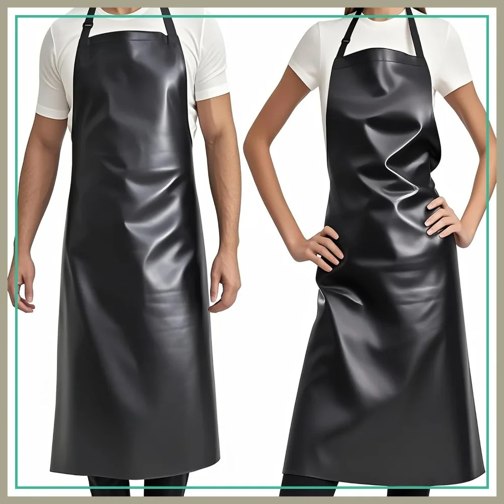 

Heavy-Duty Waterproof Apron, Chemical Resistant Rubber Vinyl for Industrial Lab Kitchen Butcher Grilling 40"