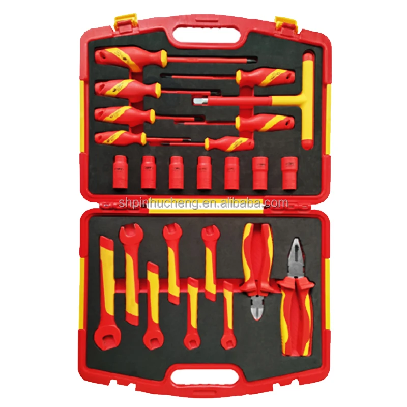 24PCS Insulated Open-end Wrenches VDE Insulated Screwdriver, Adjustable Wrench, Socket Set 1000V Auto Repair Tools