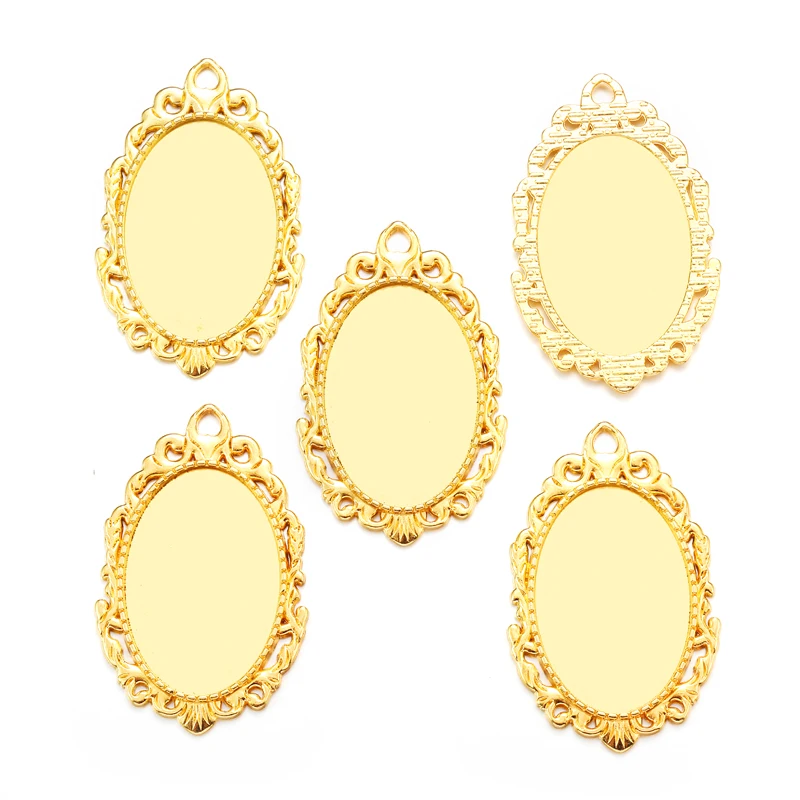 4pcs Necklace Pendant Setting Cabochon Base Tray Bezel Blank