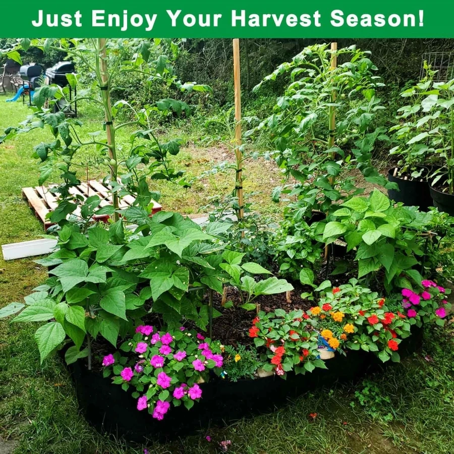 Fabric Raised Garden Bed, Large Garden Grow Bags Breathable Planting Containers with 4/8 Grids Reusable Heavy Pot Garden Tool