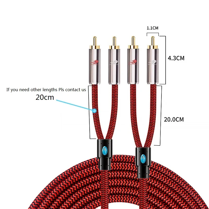 

0.75-30m 2 RCA to 2 RCA Male Jack Hifi Audio Cable for Amplifier CD DVD TV Soundbox Home Stereo System Shielded Cords