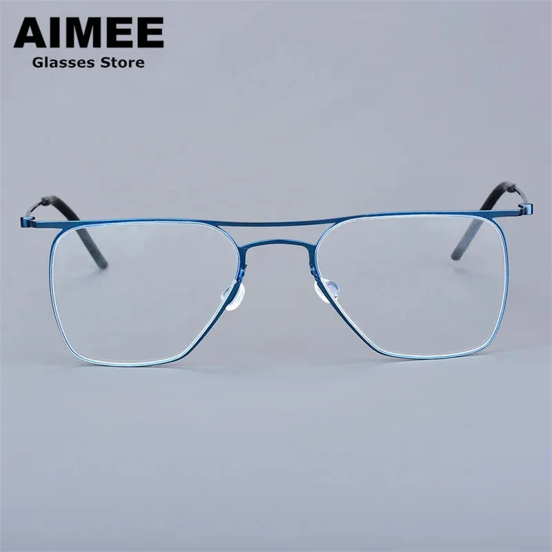 New Denmark Brand Double Beam Thin Titanium Glasses Frame Men Screwless Ultralight Square Eyeglasses Women Blue Light Spectacles