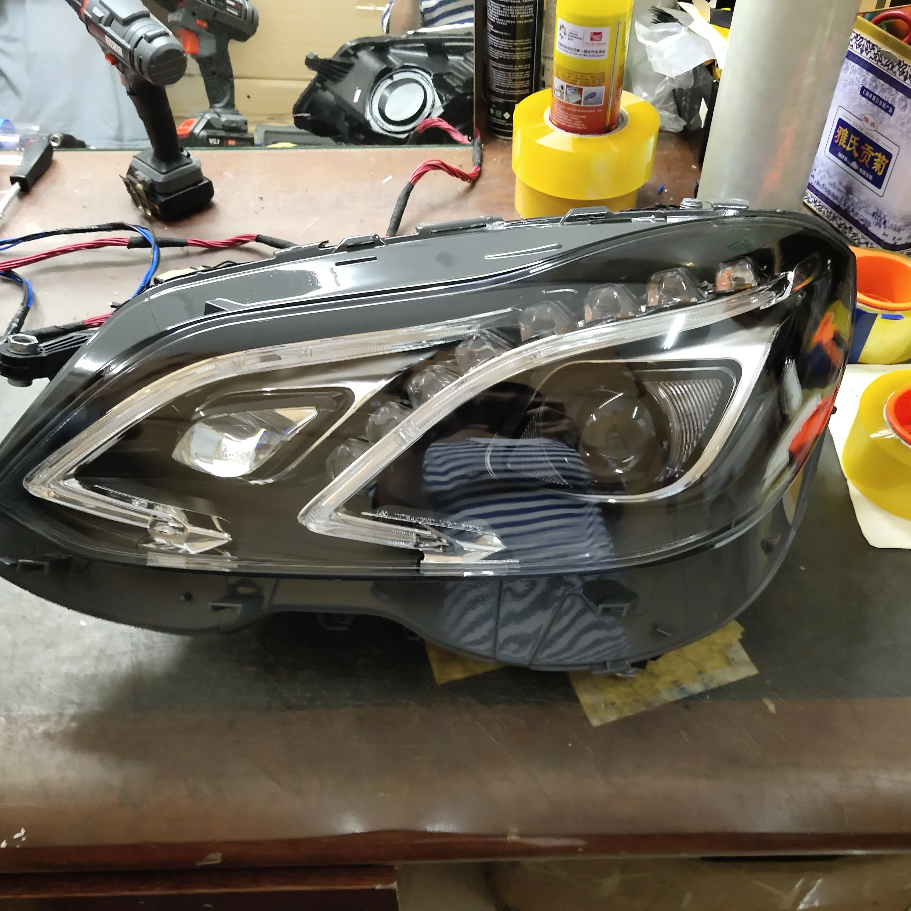 

AirowW212 E320 Headlight Fit For Original Car With HID Head Lamp For W212 Black Housing SY For Mercedes Benz