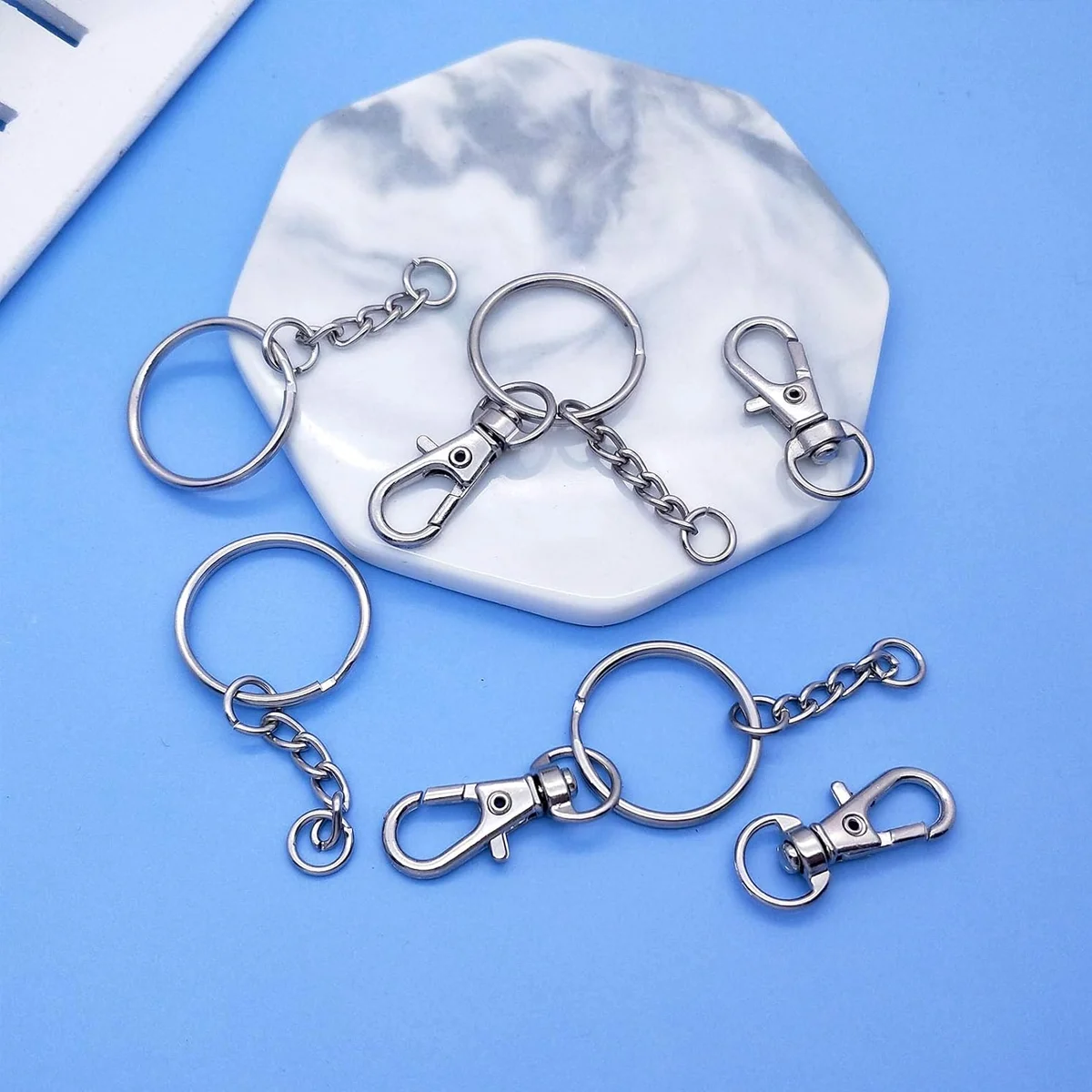 Rotary Clasp Hook Metal Spring Chain Keychain Set
