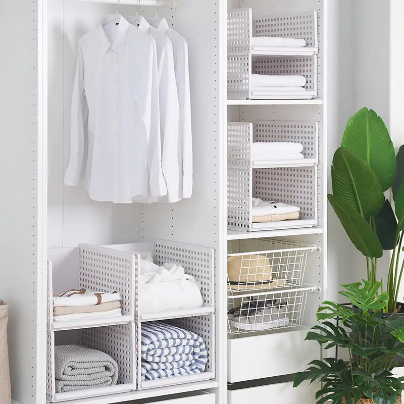 

T-shirt Folding Layered Partition Storage Stackable Storage Box Simple Tray Folding Plastic Storage Rack Home Storage Tool Divid