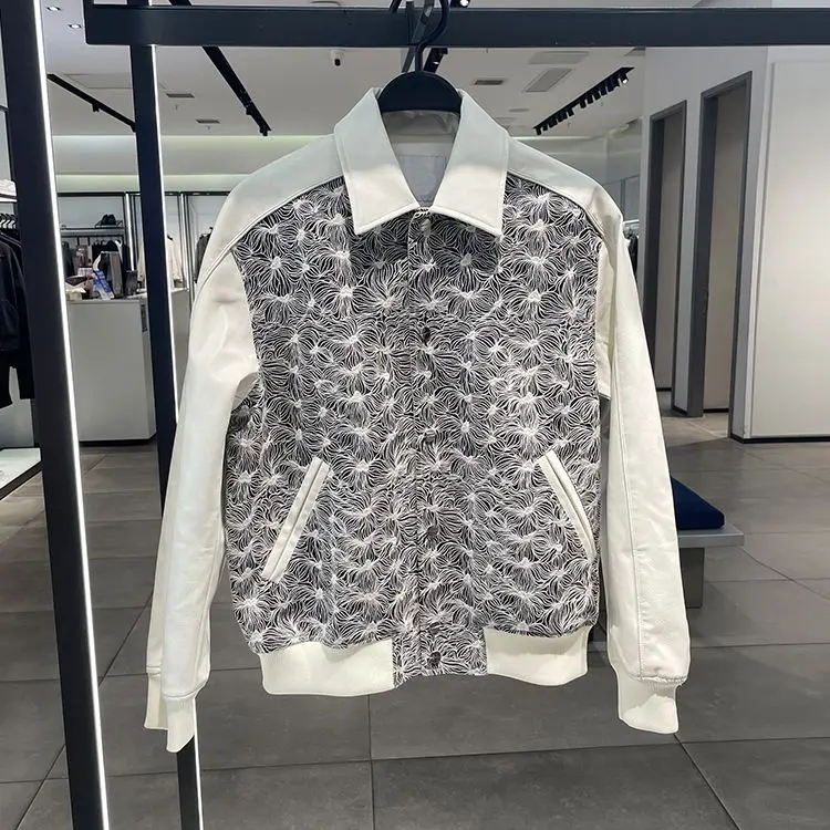 

2026 Spring New Men's Short Lapel Jacket American Splicing Casual Trendy Couple Outerwear Coat
