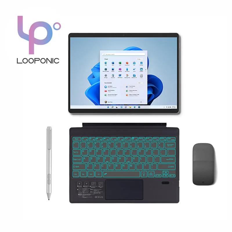 Tampa do tipo teclado Bluetooth, Touchpad retroiluminado, Acessório magnético, Superfície Pro 9 8 X, Superfície Pro 4 5 6 7, Ir 123