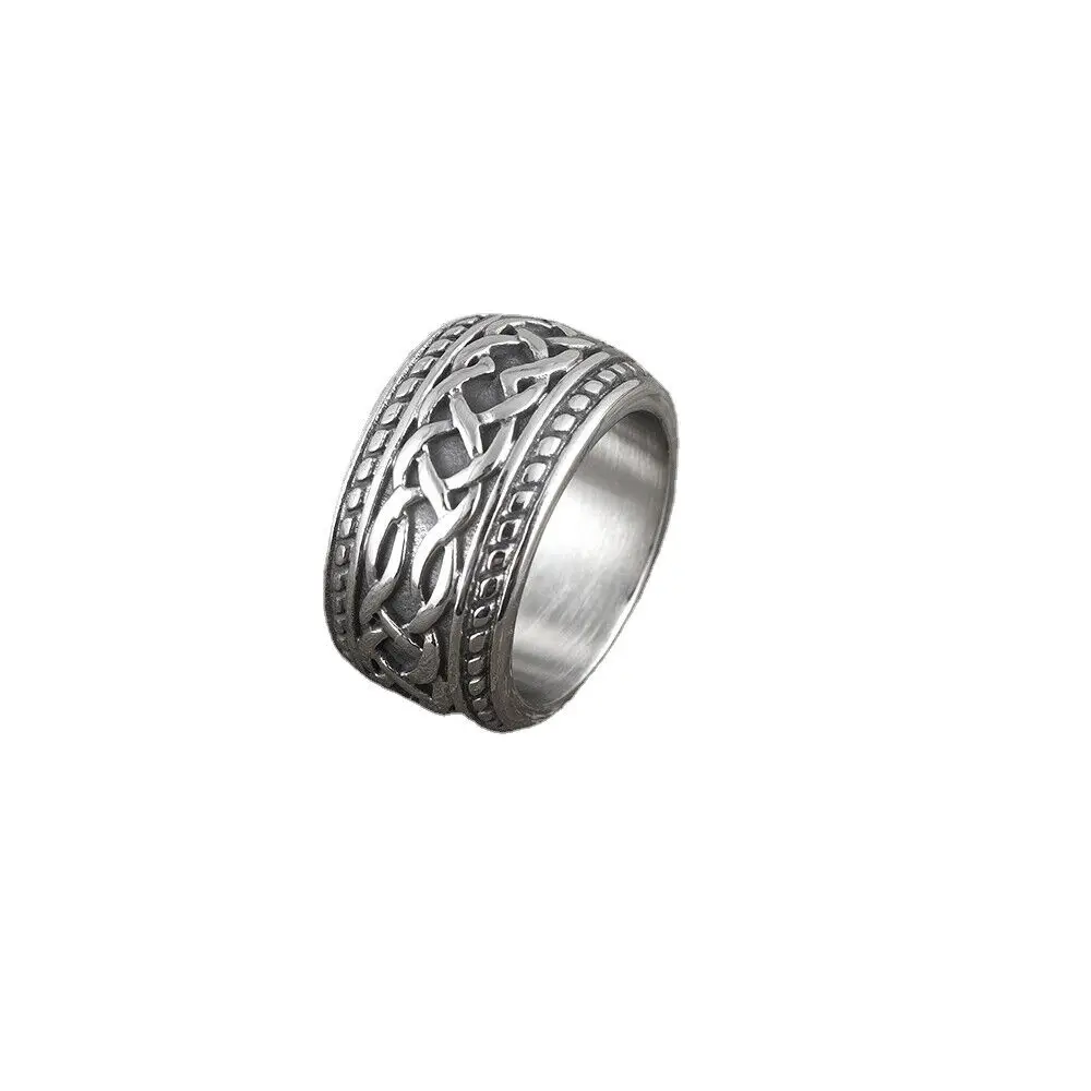 Vintage Men\'s Irish Celtic Love Infinity Knot Stainless Steel Rings Size 8-15