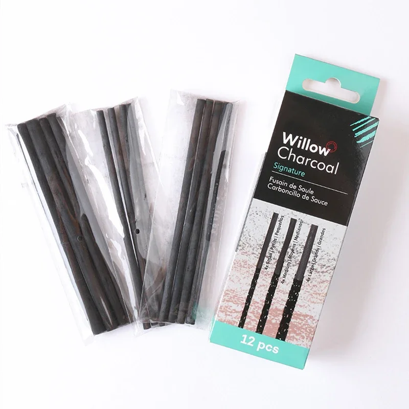 10 pcs sketch carbon sticks charcoal drawing tools easy to color not easy  break art painting Wood willow cotton carbon strip