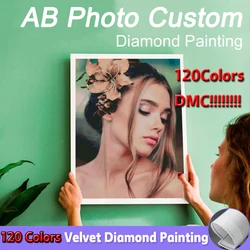 120 Colors Diamond Painting Custom Kits Photo Full Drill DIY 5D Mosaic Rhinestones Embroidery Hobby Part AB Velvet Canvas Gift