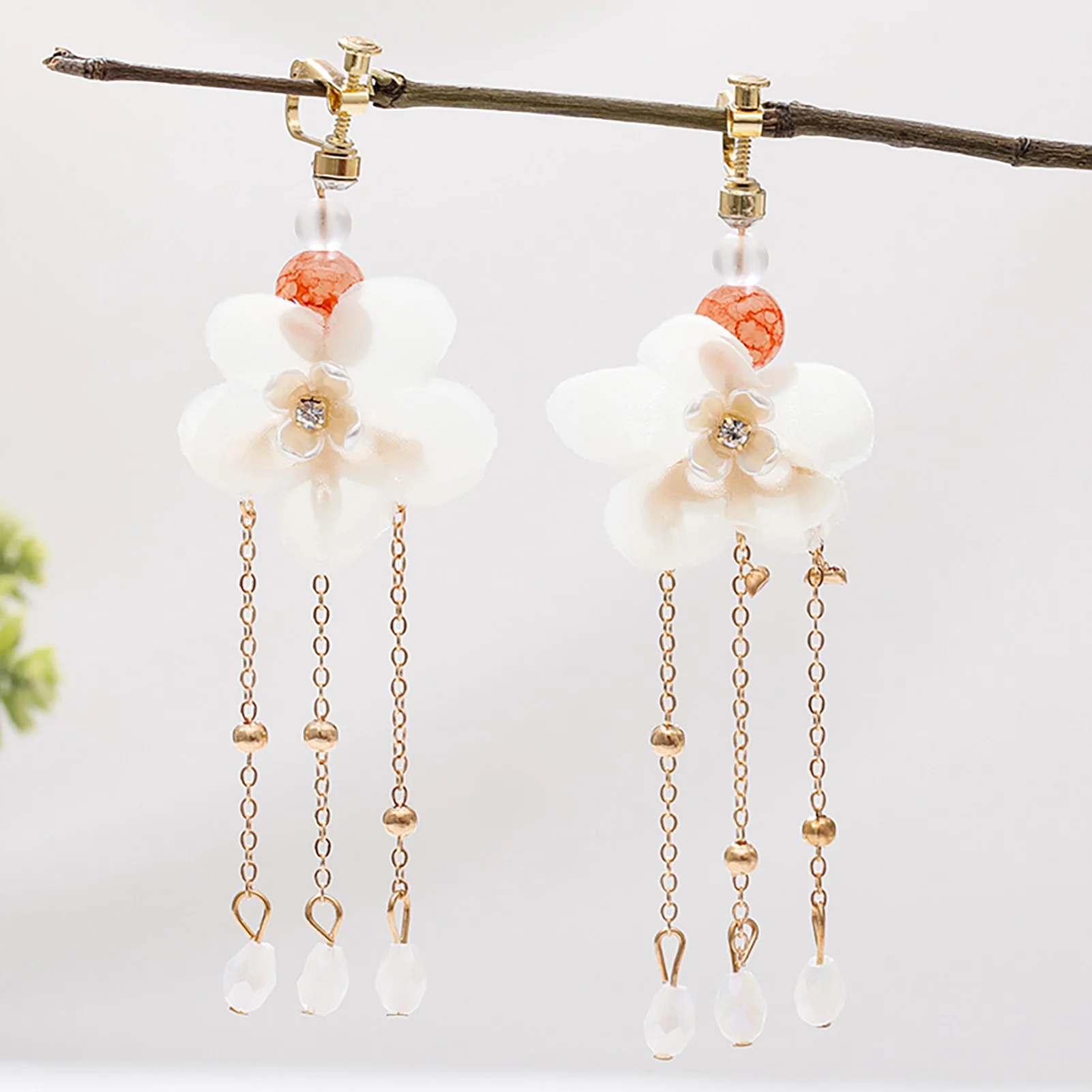 Hafu Matching Ethnic Style Headdress Set Hair Stick Earrings Hairpin DIY Accessory for Women Girls and Hairdressing Salon