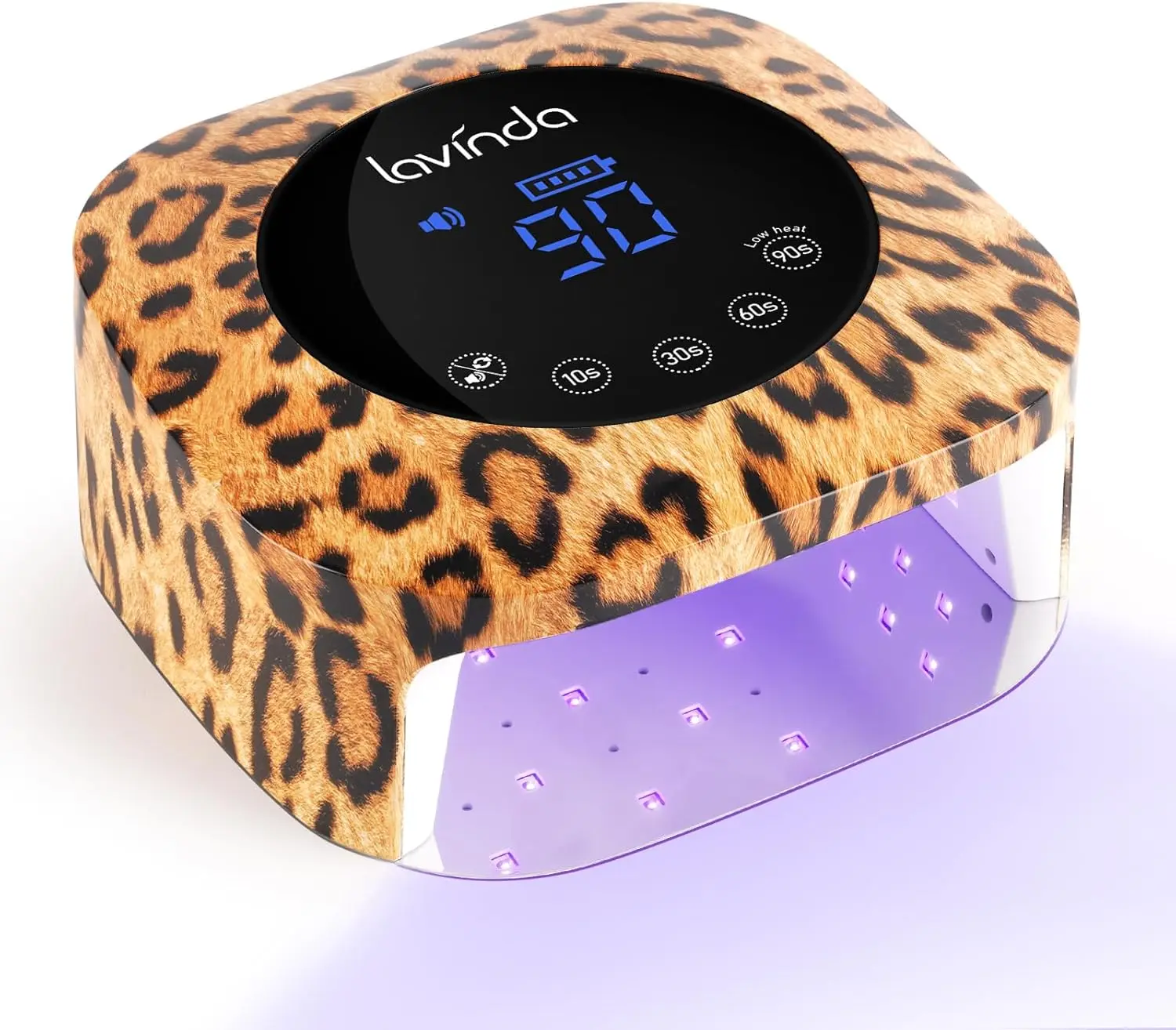

54W Cordless Rechargeable UV LED Nail Lamp with 4 Timers, Fast Curing Gel Polish Dryer for Salon Use - Leopard Print