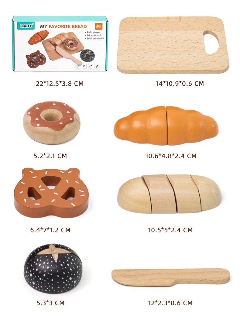 Crianças fingir jogar sobremesa de madeira pão corte conjunto cozinha jogo comida aprendizagem educacional montessori brinquedos para crianças presente