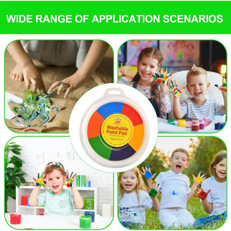 Washable Paint Pad Washable Multi-color Finger Paint Pad Kids Finger Paint Set Finger Painting Art For DIY Ink Pad Stamp Finger