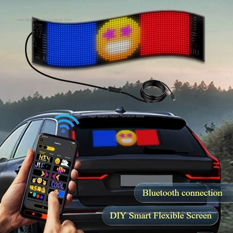 ​Blinking Demon Eyes LED Car Light ​Smart Bluetooth LED Display Flexible USB-Powered Full Color Screen Commercial Advertising