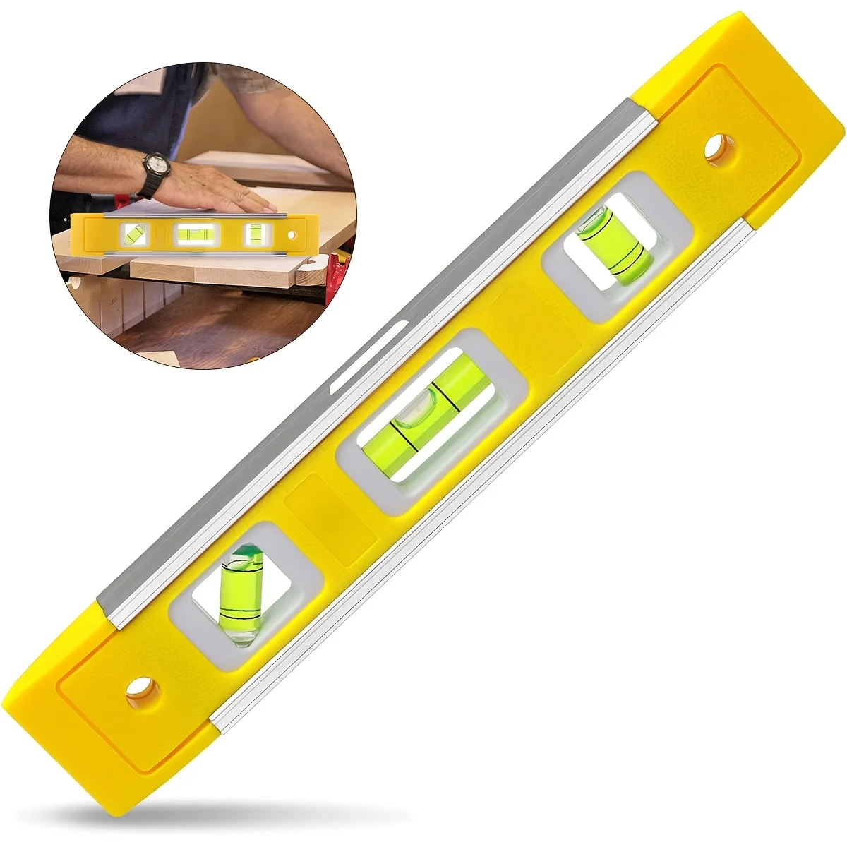 مستوى طوربيد 9 بوصة، مستوى الصندوق المغناطيسي مع 45 ° /90 ° /180 °   فقاعات، أداة مستوى الفقاعات المقاومة للصدمات للقياس