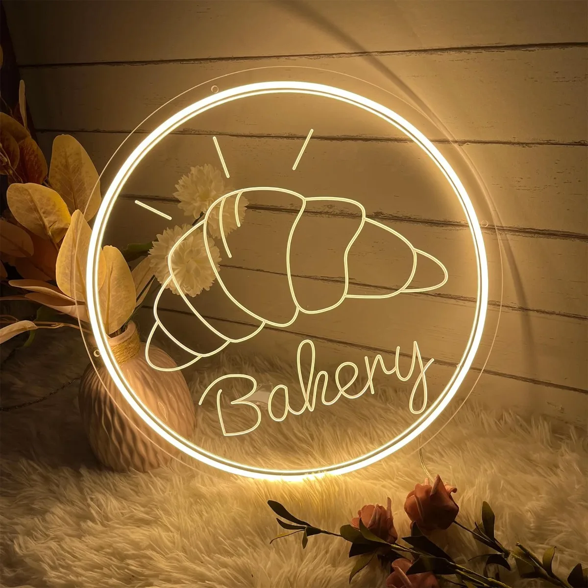 

LED Neon Sign, USB-Powered Bakery Wall Hanging Light, Bedroom Decor, Warm Yellow Glow, Modern Minimalist Design for Home or Cafe