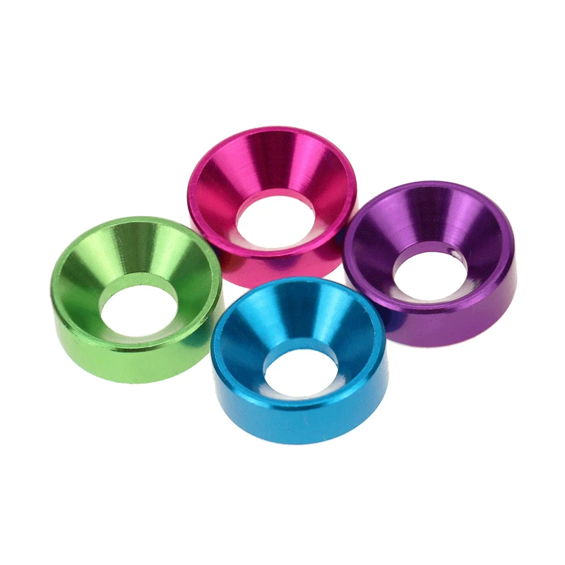 10Pcs M2 M2.5 M3 M4 M5 Aluminum Alloy Countersunk Head Washer Head Bolt Washers Gasket Colourful  Anodized Flat Head Washer