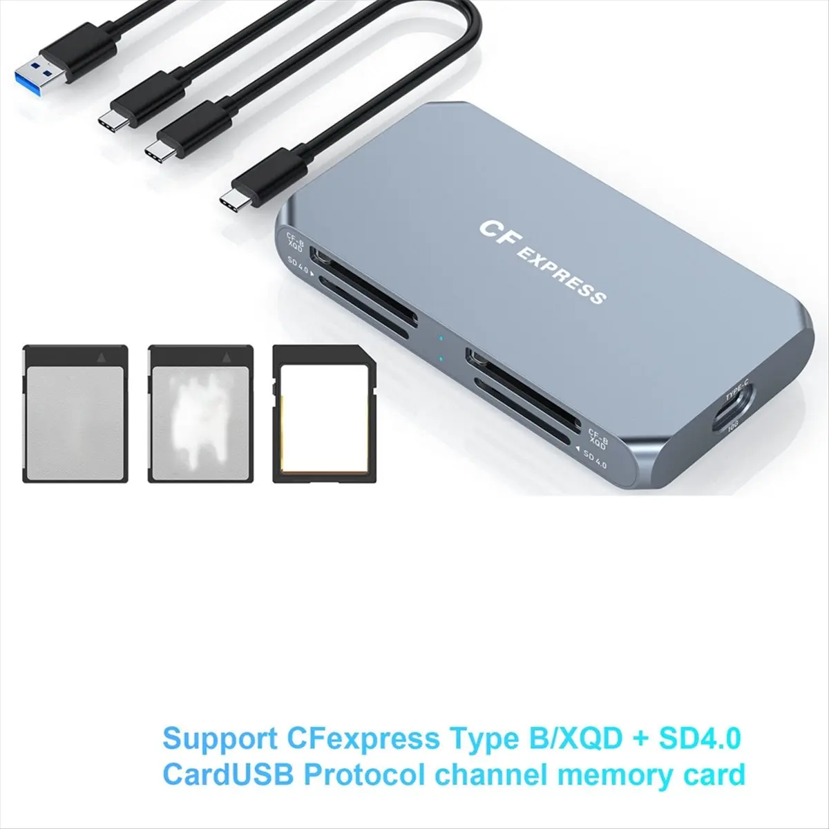 Super Sale 10Gbps High-Speed 4-in-1 CFexpress TypeB/XQD/SD4.0 Card Reader for Konka Cameras