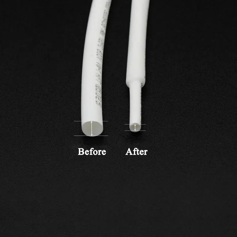 1~25m White 2:1 Heat Shrink Tube Diameter0.6mm~80mm Heat-shrink Tubing Wire Repair Protector Cable Connector Insulation Sleeving