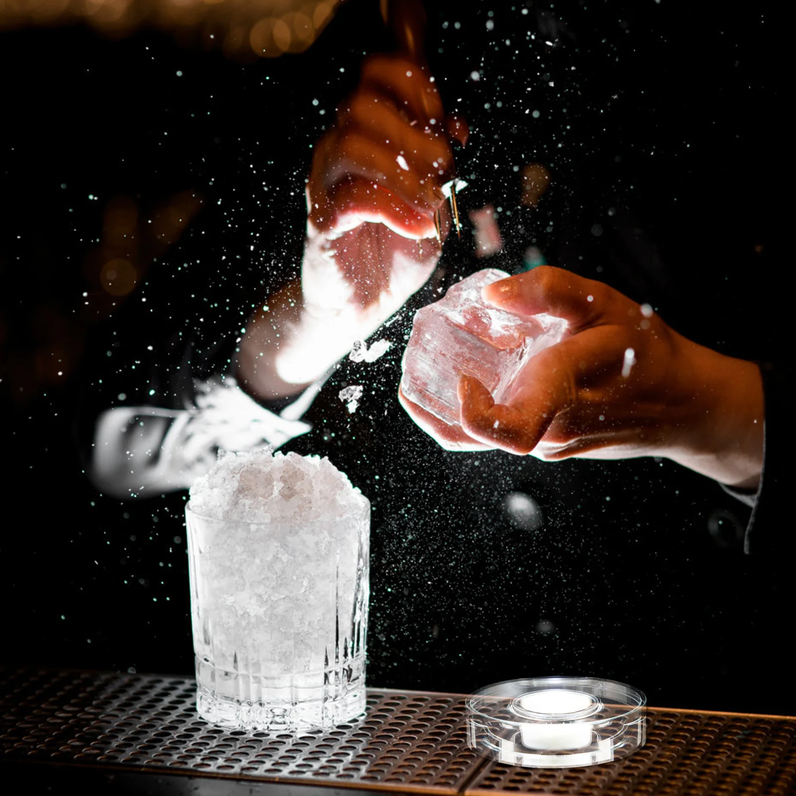 Base de exhibición Led redonda, soporte giratorio de luz blanca para bola de cristal, arte acrílico, figuritas de resina artesanales, escaparate de joyería