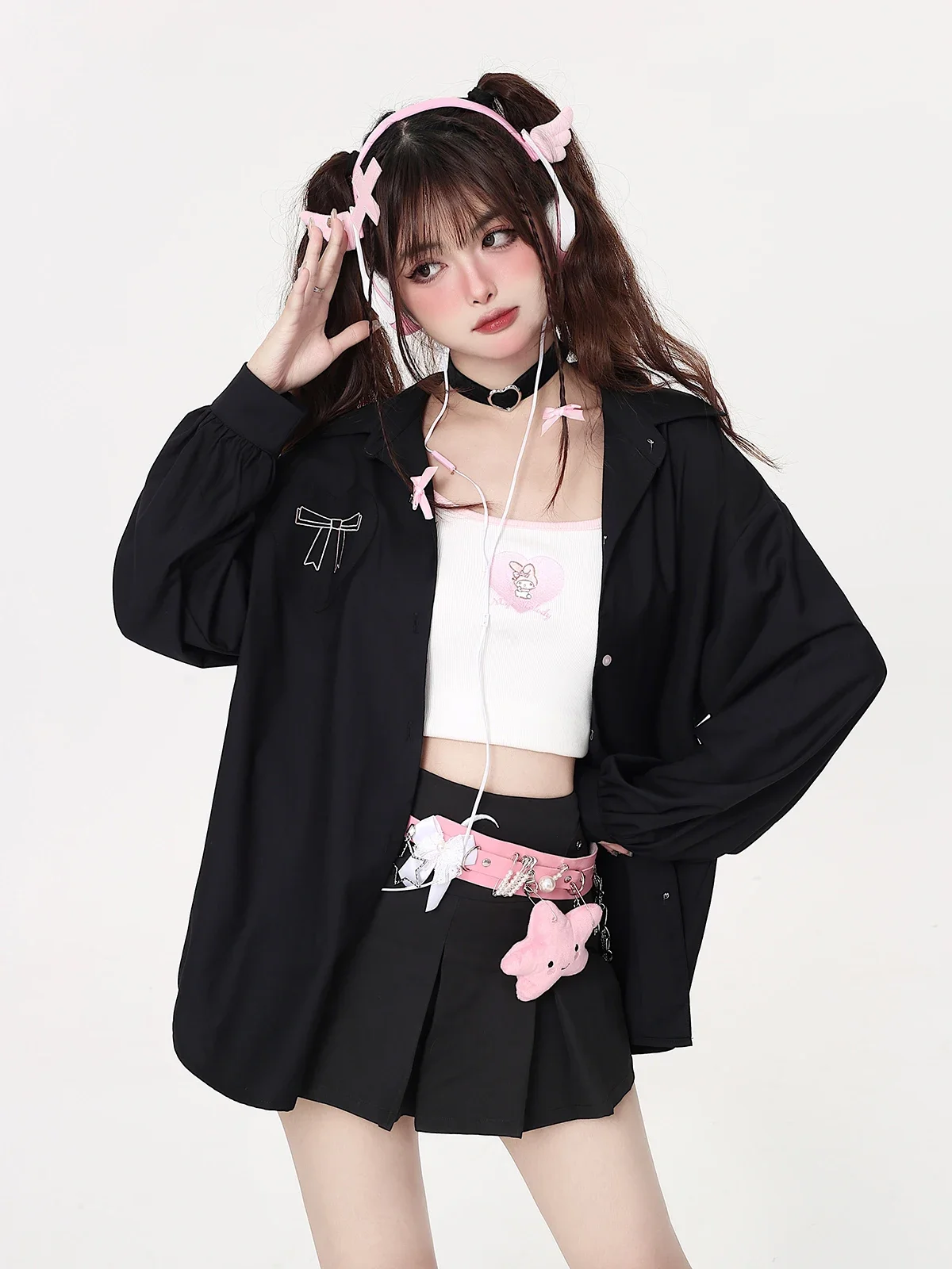 

Jackets Women Long Sleeve Baggy Cute Single Breasted Elegant Temperament Bandage Autumn Popular Leisure Turn Down Collar Y2K New