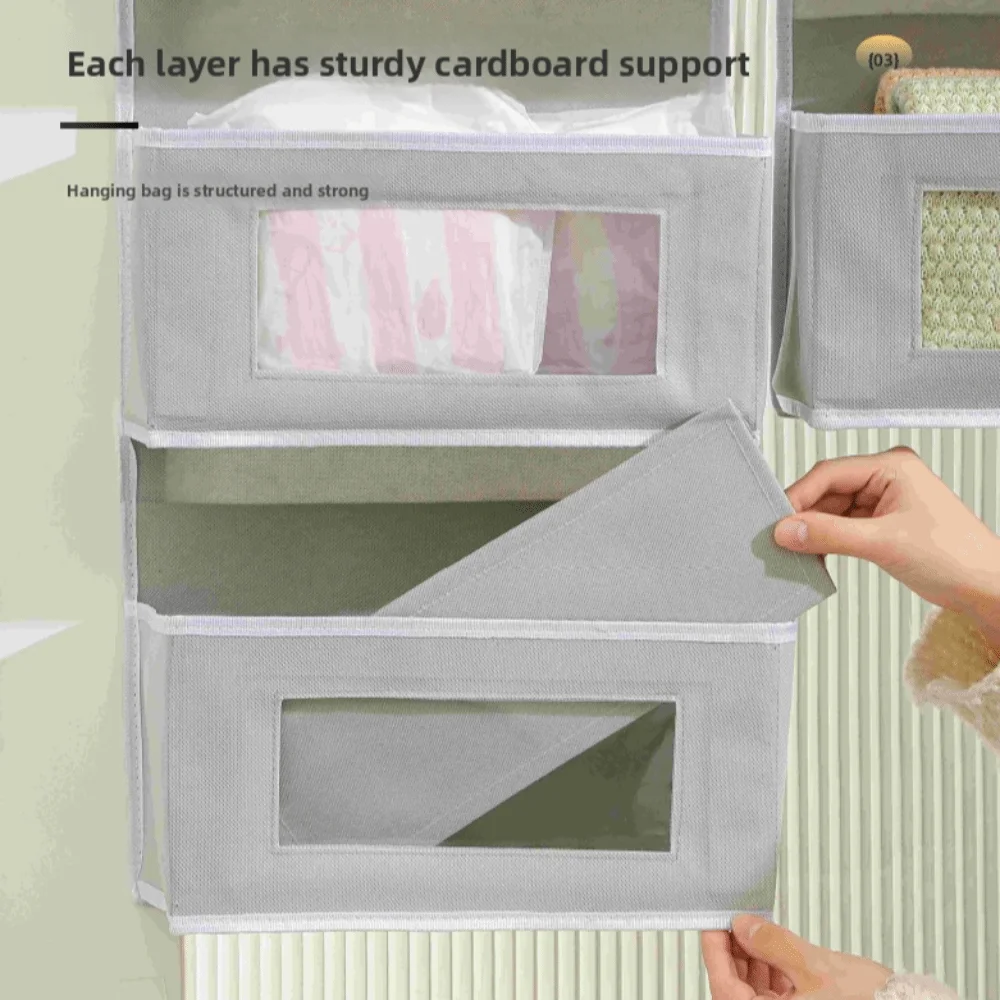 New 3/4/5 Tiers Over Door Organizer Space Saving Durable Behind Door Pouch Clear PVC Window Storage Organizer Home Use