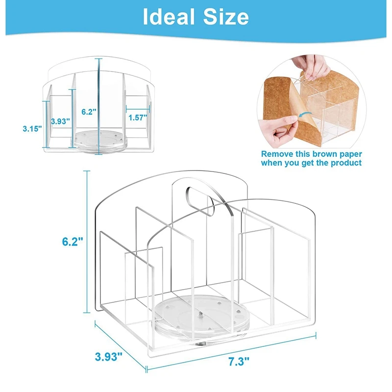 Imagem -04 - Acrílico 360 Rotating Desk Organizer Marcador Pen Holder Multi-funcional Spinning Desktop Maquiagem Escova Caixa de Armazenamento