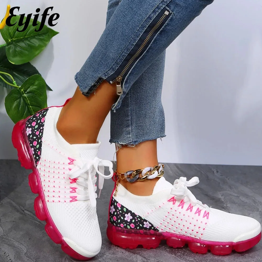 Women Mesh Breathable Casual Sneakers Lace-up Vulcanized Shoes Ladies Platform Sneakers Female Shoes Plus Size Zapatos De Mujer