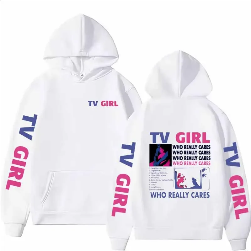 Sudadera con capucha con estampado de TV Girl para hombre y mujer, moda informal, Otoño Invierno, Hip Hop Y2K, Tops de manga larga de lana de gran tamaño, Jersey, sudaderas