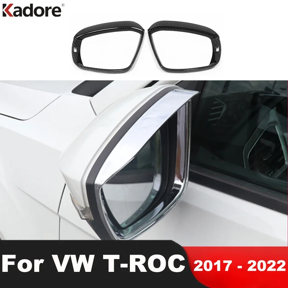 Для Volkswagen VW T-ROC TROC 2017-2020 2021 2022, зеркало заднего вида из углеродного волокна, дождевик, солнцезащитный козырек, накладка, Стайлинг автомобиля