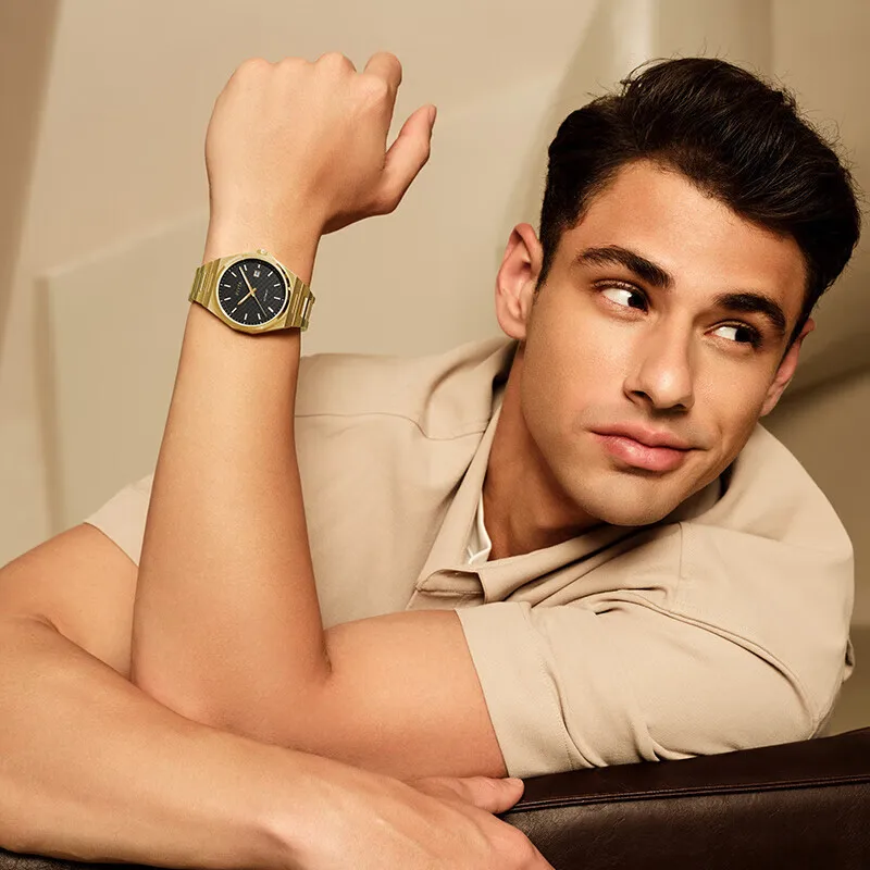 ساعة ميكانيكية للرجال من Fiyta بتصميم ذهبي قديم وساعات عمل عصرية مضيئة للرجال