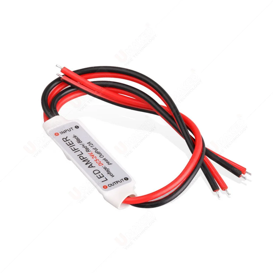 DC 5V-12V-24V 12A Mini Single Color LED Amplifier Repeater For LED Strip Light 5050/2835/3528//5630/3014