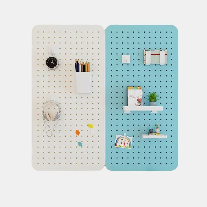 Multicolor Pegboard Wall Organizer Set, Plastic Hole Board Storage Rack With Shelf Hooks Cup, DIY Mounted Display Panel For Home