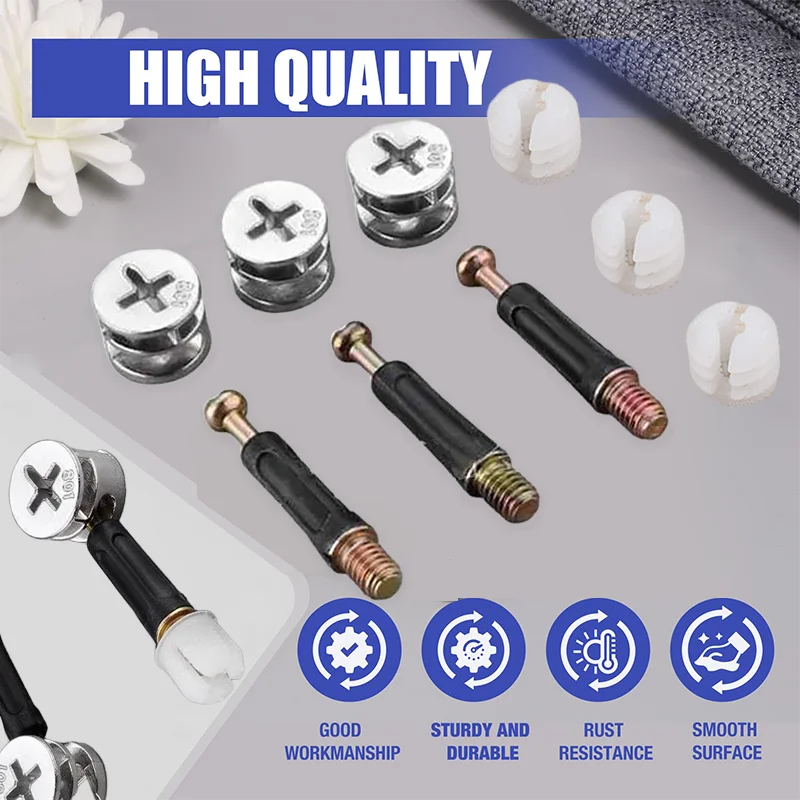 Cam fechaduras porca e parafuso acessórios de conexão 20 pces 3-em-1 excêntrico roda reparação porcas parafuso para móveis gaveta cômoda armário