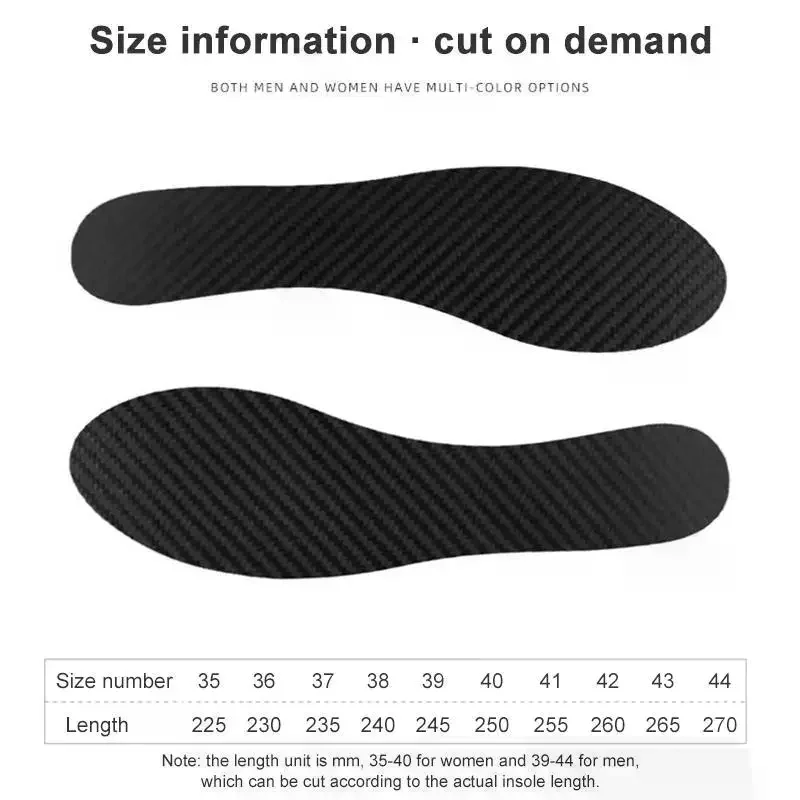 Carbon Fiber Sports Insoles Breathable Shock Absorption Shoe Pads Men Women Running Foot Support Inserts