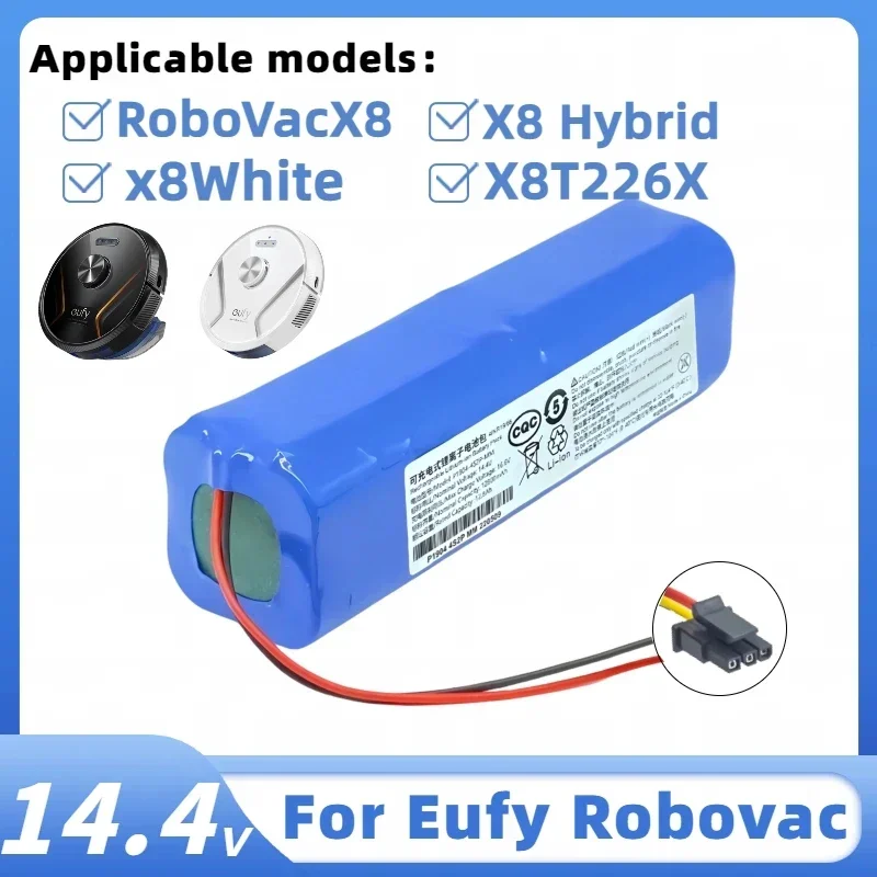 

100% original 14.4V 128000mAh battery replacement suitable for Eufy RoboVac X8, Hybrid, white,T226X robot vacuum cleaners