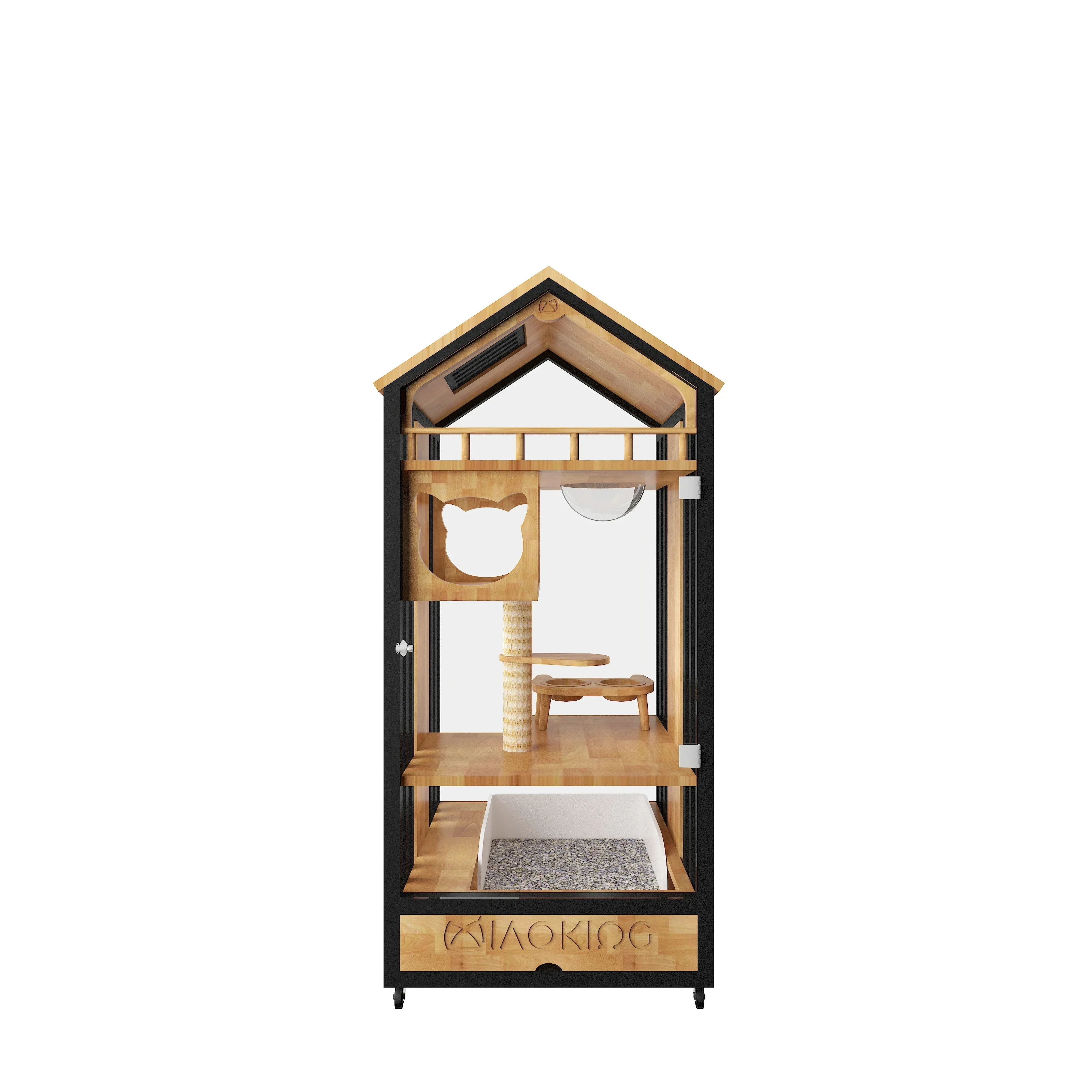 

Домик-клетка для кошек из массива дерева, панорамная капсула-квартира с выдвижным ящиком