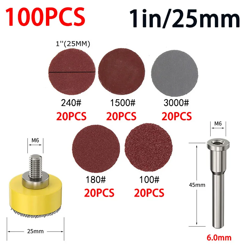 60Pcs 1/2 Zoll 25/50mm Schleif Scheiben Pads Set 100-2000 Schleif Polieren Pad Kit für Dremel Dreh Werkzeug Schleifpapiere Zubehör – Detail 6