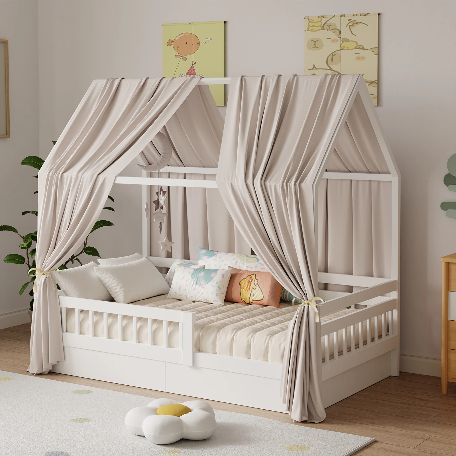 Stapelbed luifel 1/2 stuk mousseline stapelbed luifel, stoffen luifel voor stapelbedden geschikt voor bedluifel, slaapkamerdecoratie - afbeelding 1