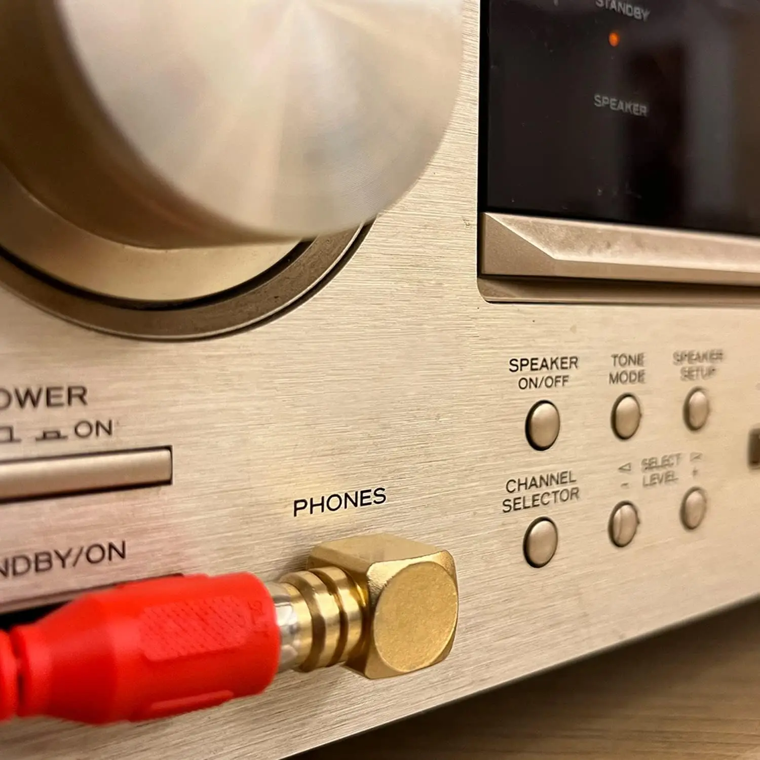 1 szt. Złota miedź RCA Phono żeńskie do 6,35 mm 1/4 "męskie Mono kątowe prawdziwe słuchawki audio gitara złącze adaptera mikrofonu — zdjęcie produktu 3
