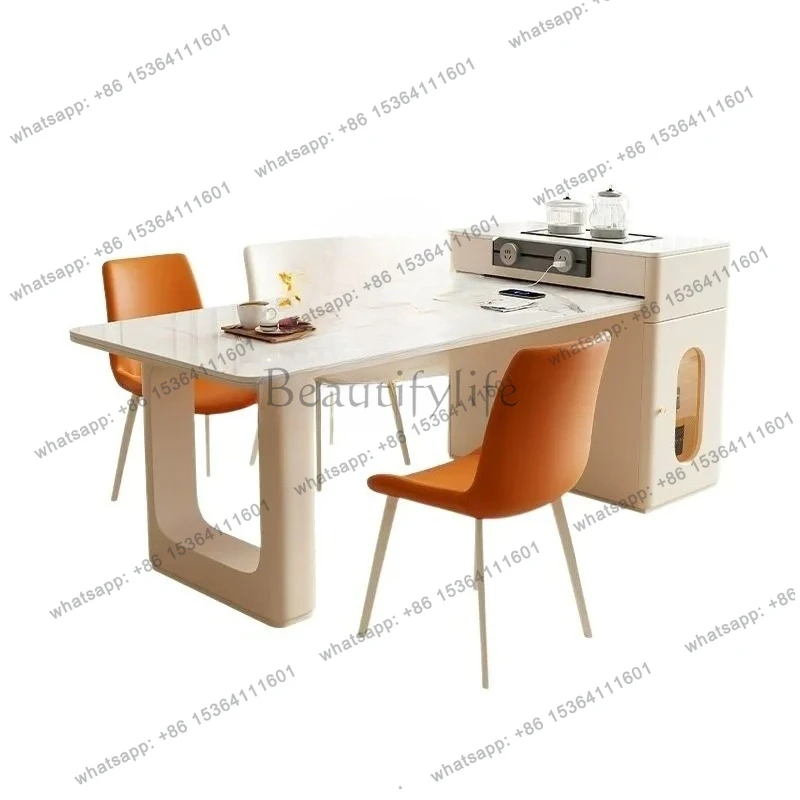 Light Luxury Home Retractable Rock Plate Island  Making and Water Boiling Integrated Dual-use Tea Table Small Apartment