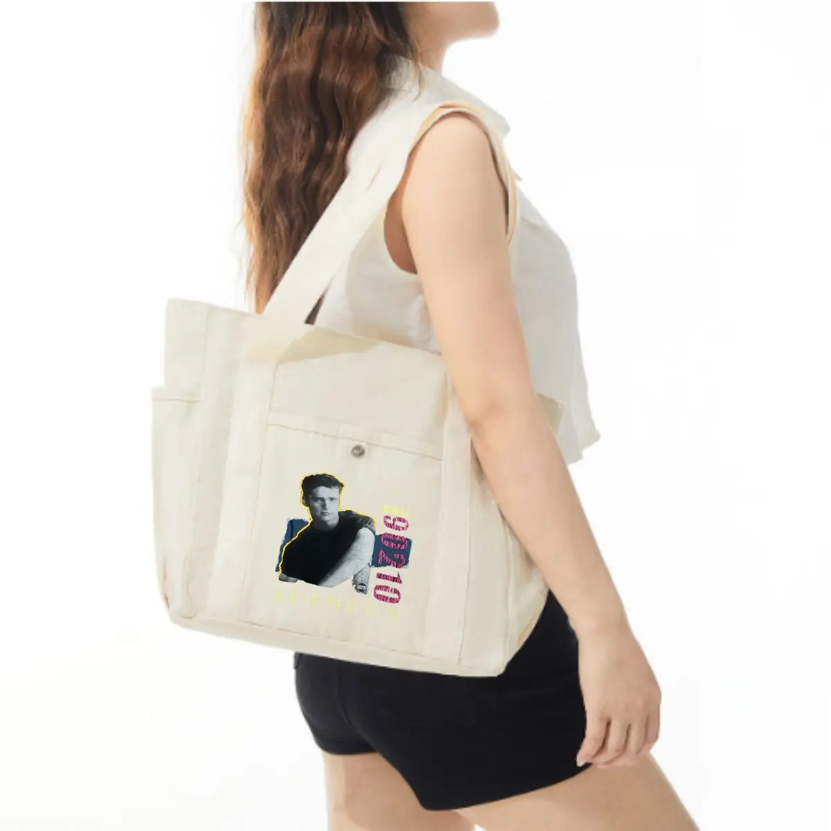 بيفرلي هيلز 90210 براندون والش جيسون بريستلي شنانين دويرتي حقيبة كتف يومية أنيقة مع جيوب متعددة