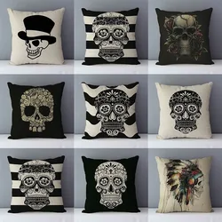 Funda de cojín de estilo posmoderno para sofá, almohada decorativa con estampado de calavera para el hogar, tamaño cuadrado de 45x45cm