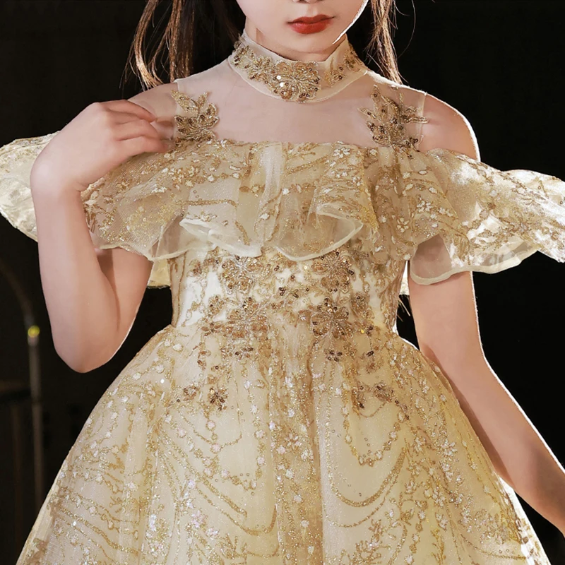 2024 Children Eid Holidays Dresses Evening Wedding Formal Dress for Kids Girls Luxury Birthday Party Pageant Princess Ball Gown