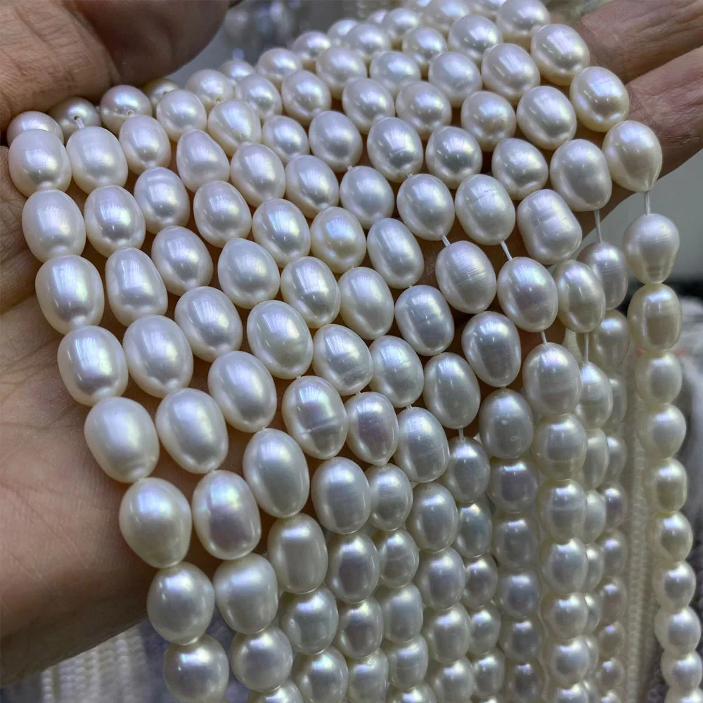 

AAA 8-9mm High Quality Rice Shaped Natural Freshwater Pearl Loose Beads for Jewelry Making DIY Women Necklace Bracelet Accessory