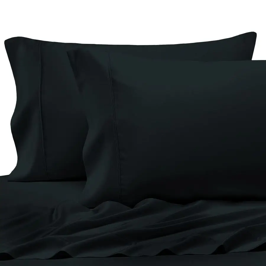 

Pure 100 Cotton Pillow Cases King Size Set of 2 Black, Luxurious 400 Thread Count Long Staple Cotton Sateen with Stylish 4 Hem C