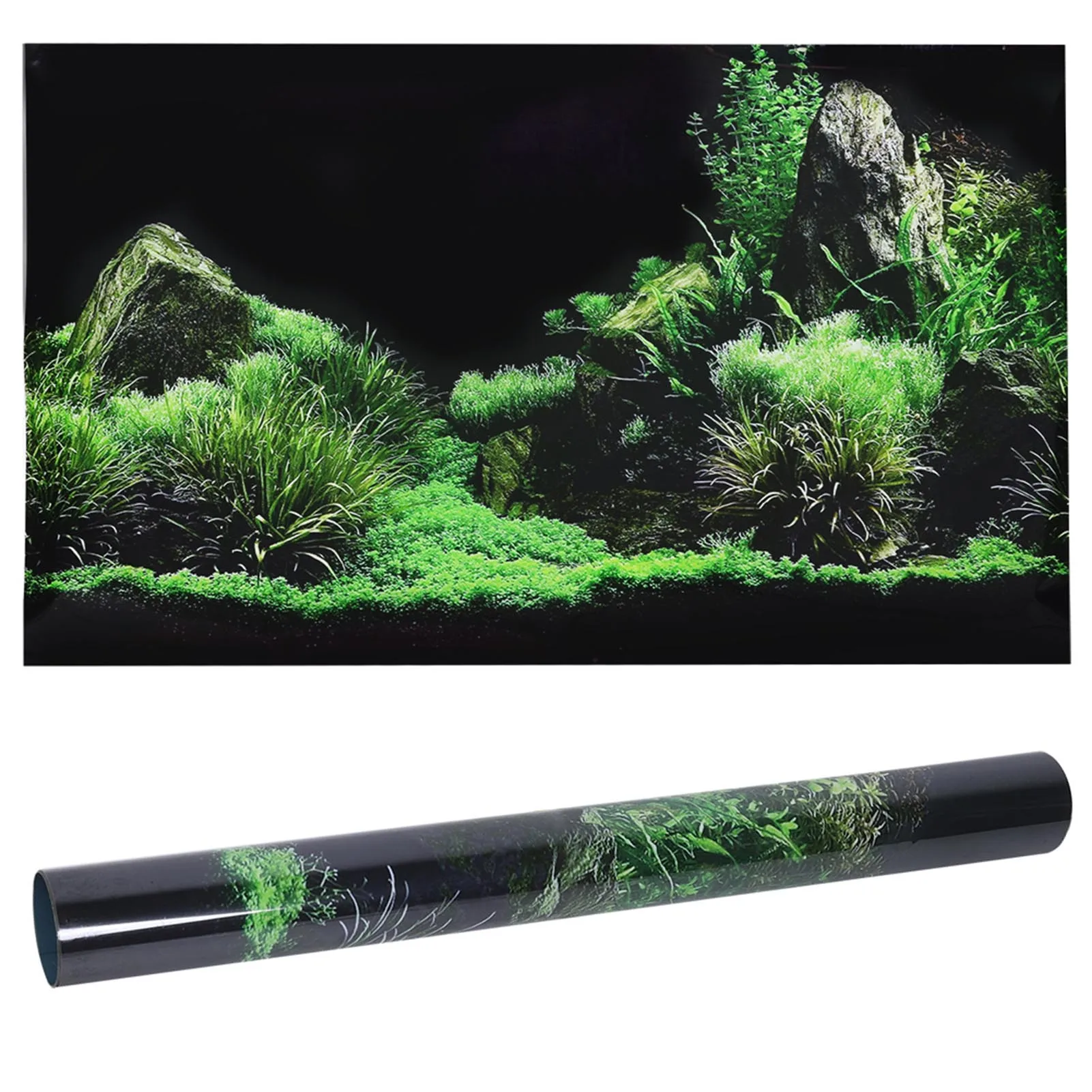 Aquarium Fish Tank Seafloor Water Grass Background Decoration Painting PVC Sticker122 X 46cm