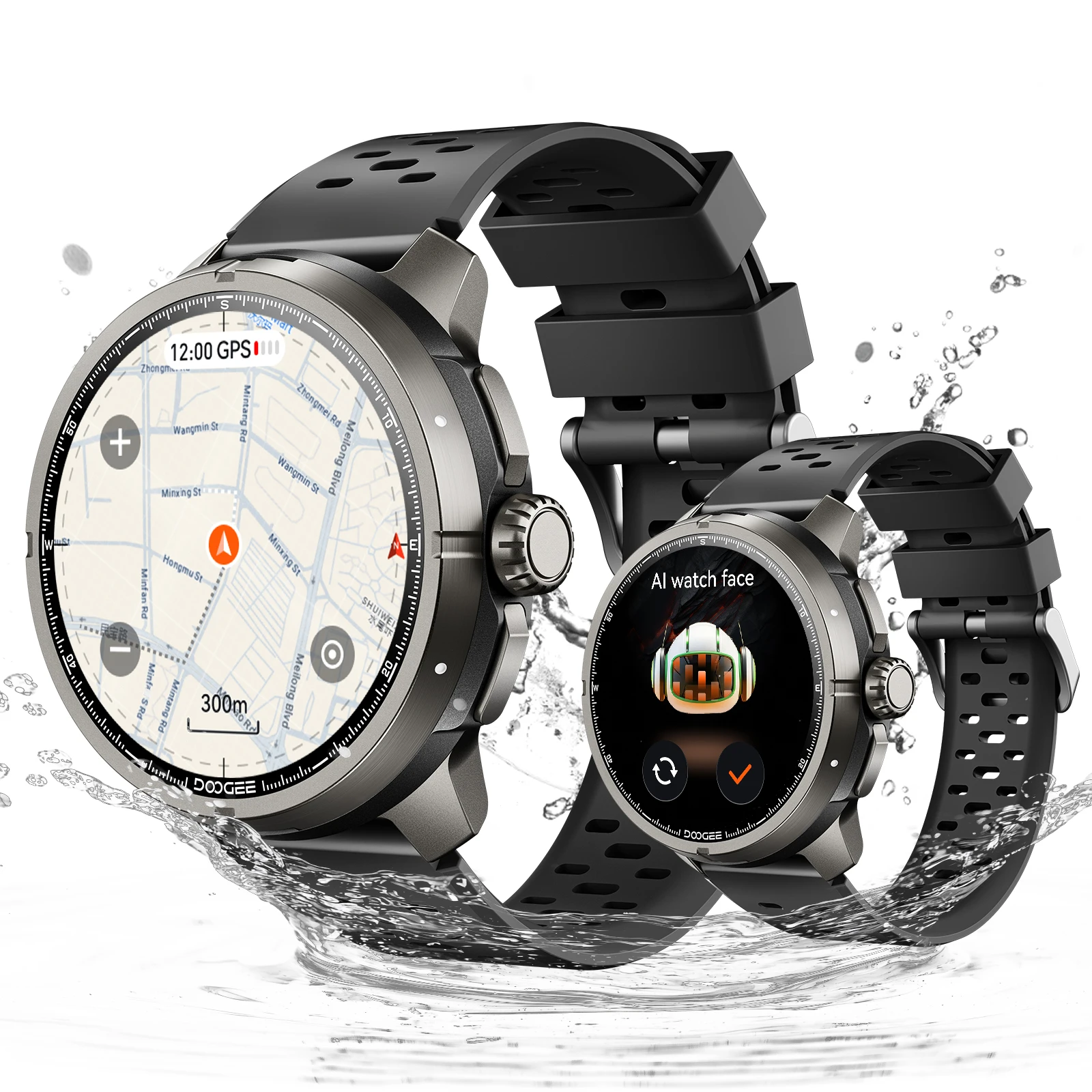 DOOGEE Anymoving M1 Pro Smartwatch mit Offline-Karten, Gesundheitsüberwachung, GPS, Bluetooth-Anruffunktion, KI-Funktion und Wasserdichtigkeit für Erwachsene