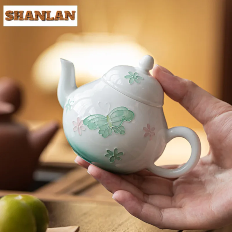 

130ml Pile Painting Butterfly Teapot Boutique Tea Infuser Pot Household Tea Maker Kettle With Ball Hole Cha Supplies Decoration